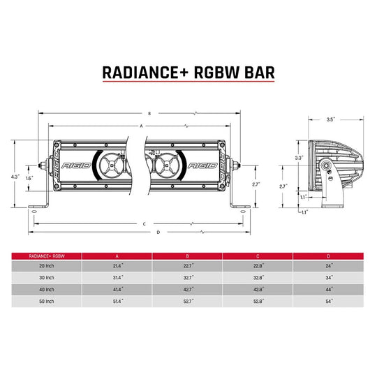 RIGID Industries Radiance + 50" Light Bar - RGBW - Deckhand Marine Supply