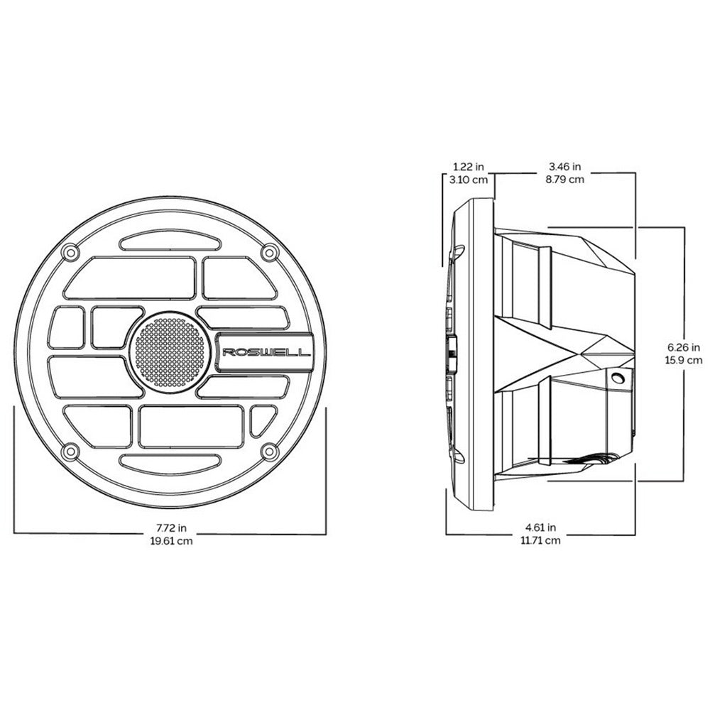 Roswell R Series 6.5 Marine Speakers - Anthracite Grille - 60W RMS  120W Peak Power - Deckhand Marine Supply
