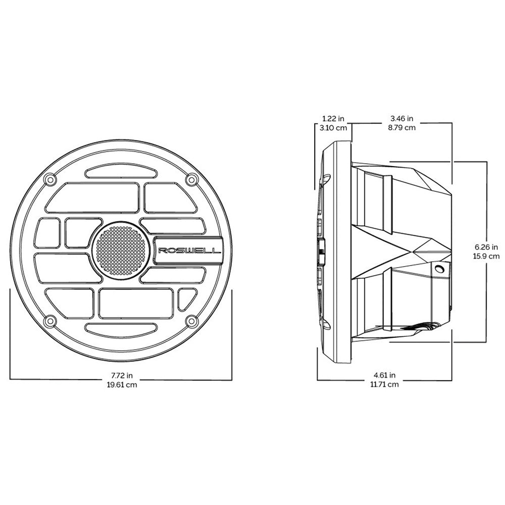 Roswell R Series 7.7 Marine Speakers - Anthracite Grille - 80W RMS  160W Peak Power - Deckhand Marine Supply