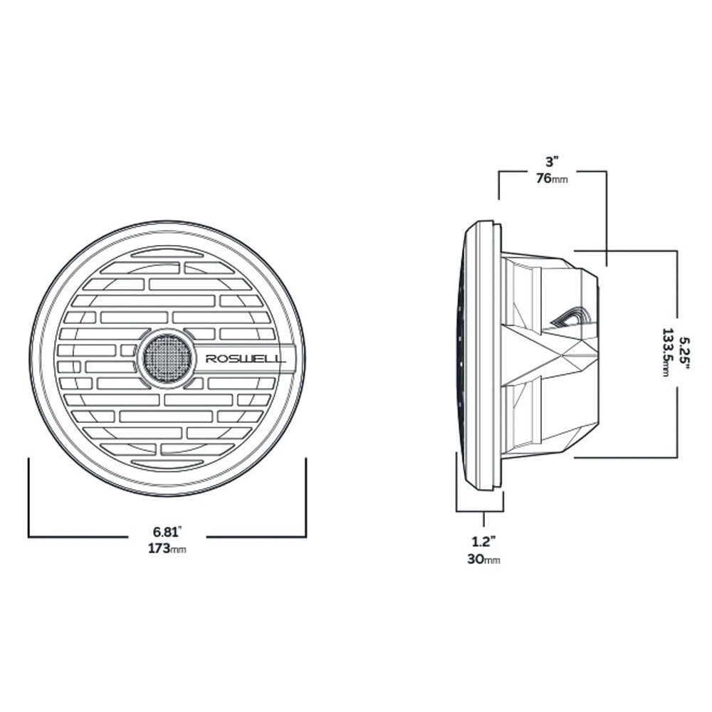 Roswell R1 6.5 Marine Speakers - White - 80W RMS  160W Peak Power - Deckhand Marine Supply
