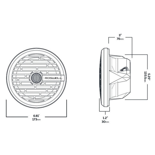 Roswell R1 6.5 Marine Speakers - Black - 80W RMS  160W Peak Power - Deckhand Marine Supply