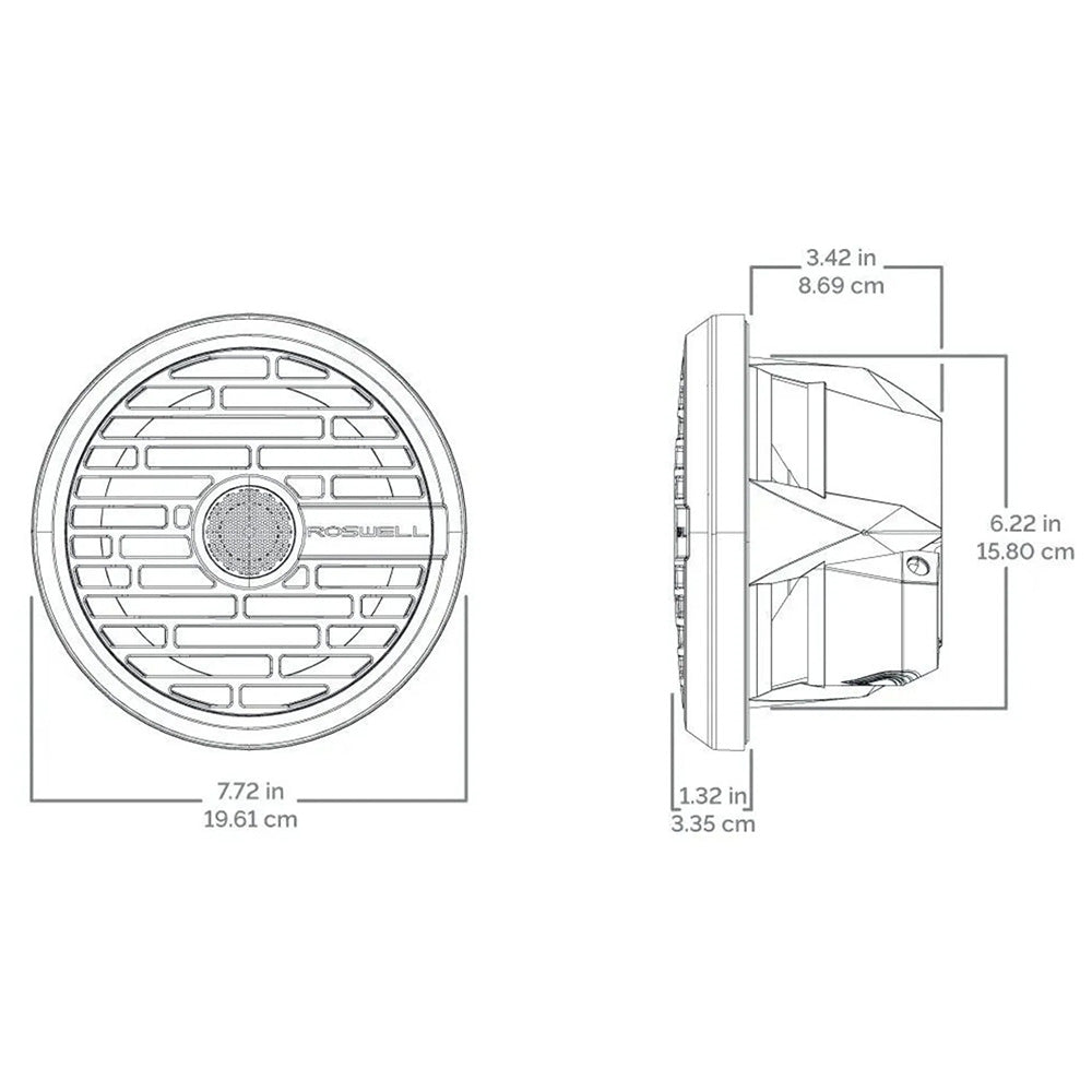 Roswell R1 7.7 Marine Speakers - White - 90W RMS  180W Peak Power - Deckhand Marine Supply