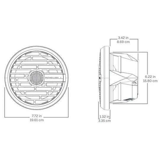 Roswell R1 7.7 Marine Speakers - White - 90W RMS  180W Peak Power - Deckhand Marine Supply