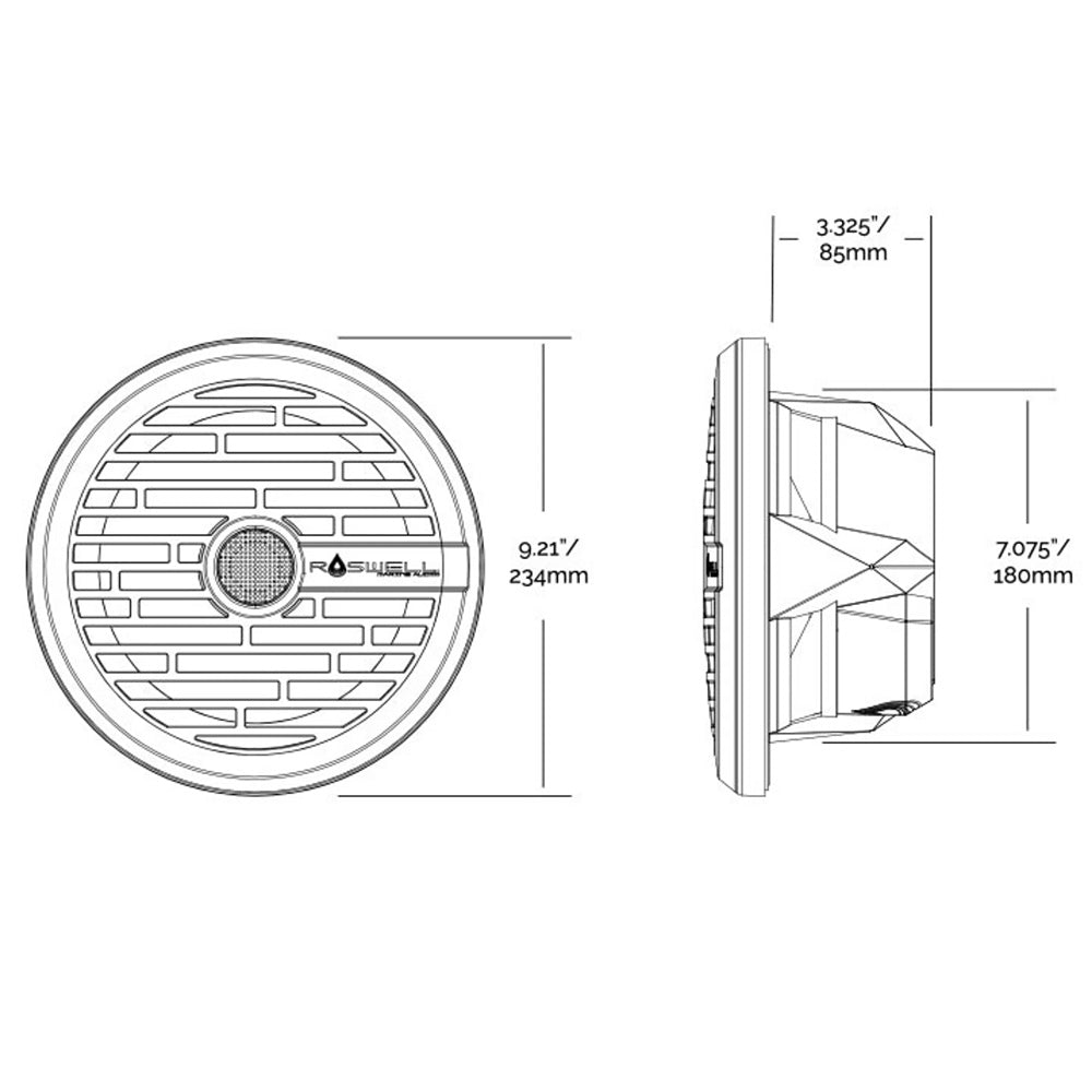 Roswell R1 8 Marine Speakers - Black - 100W RMS  200W Peak Power - Deckhand Marine Supply