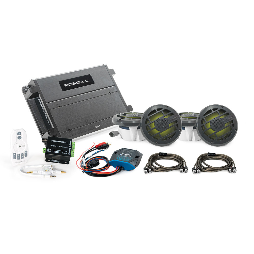 Roswell R 6.5" Marine Audio Package w/RGB Remote  Controller - Anthracite Grill - Deckhand Marine Supply