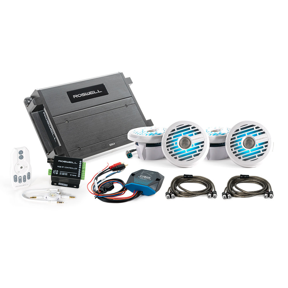 Roswell R1 6.5" Marine Audio Package w/RGB Remote  Controller - White - Deckhand Marine Supply