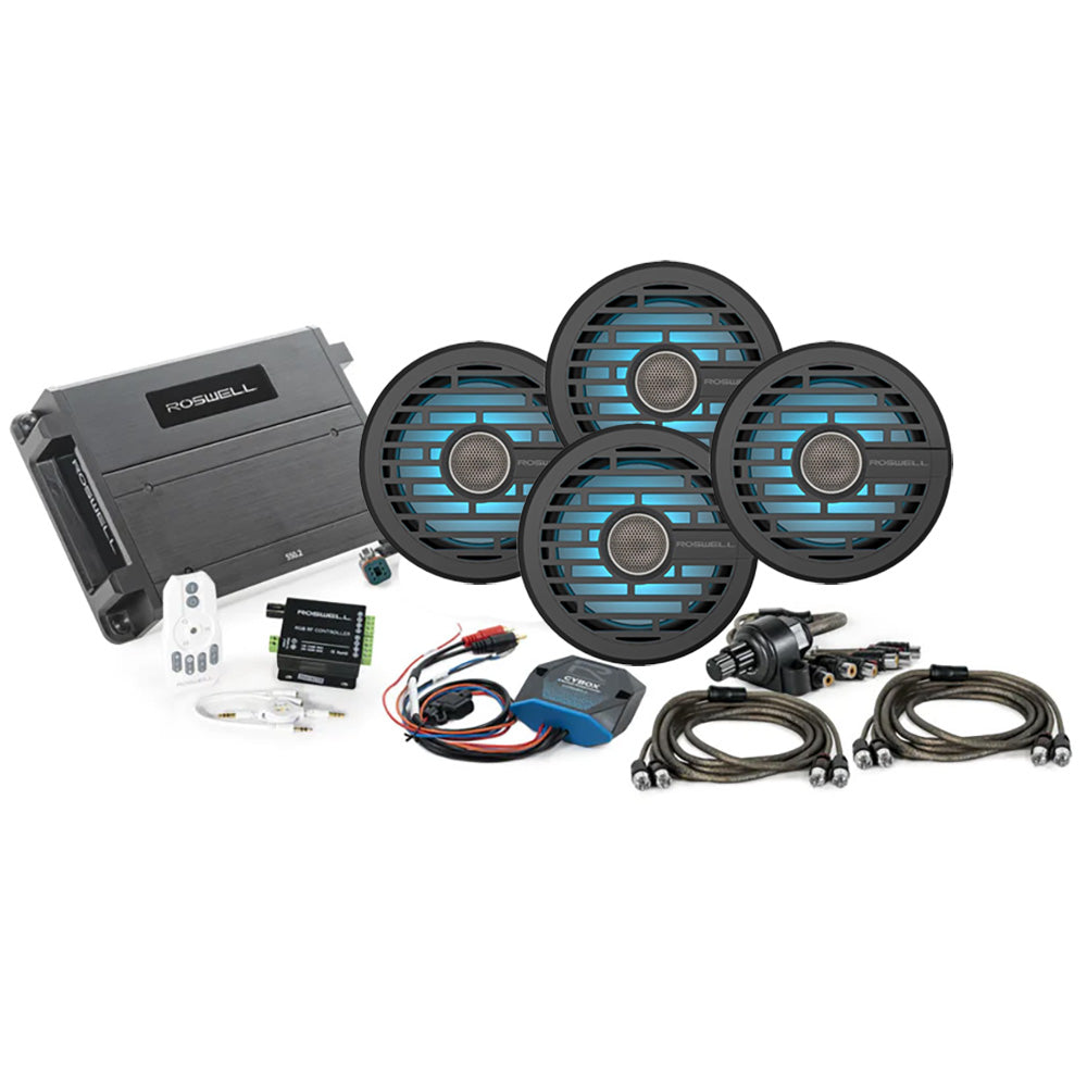 Roswell R1 6.5" Marine Audio Package w/RGB Remote  Controller - Black - Deckhand Marine Supply
