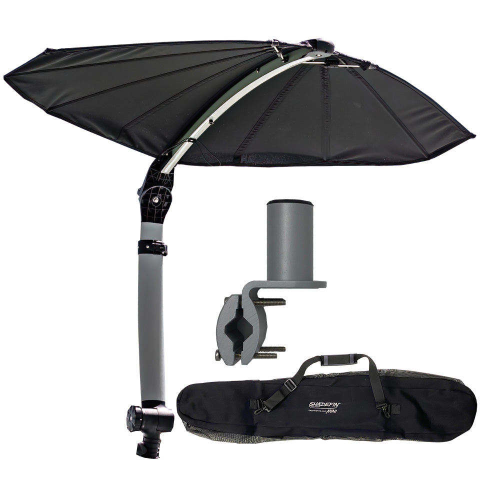 TACO ShadeFin Mini w/Black Fabric - Bag  Round Rail Mount Kit - Deckhand Marine Supply