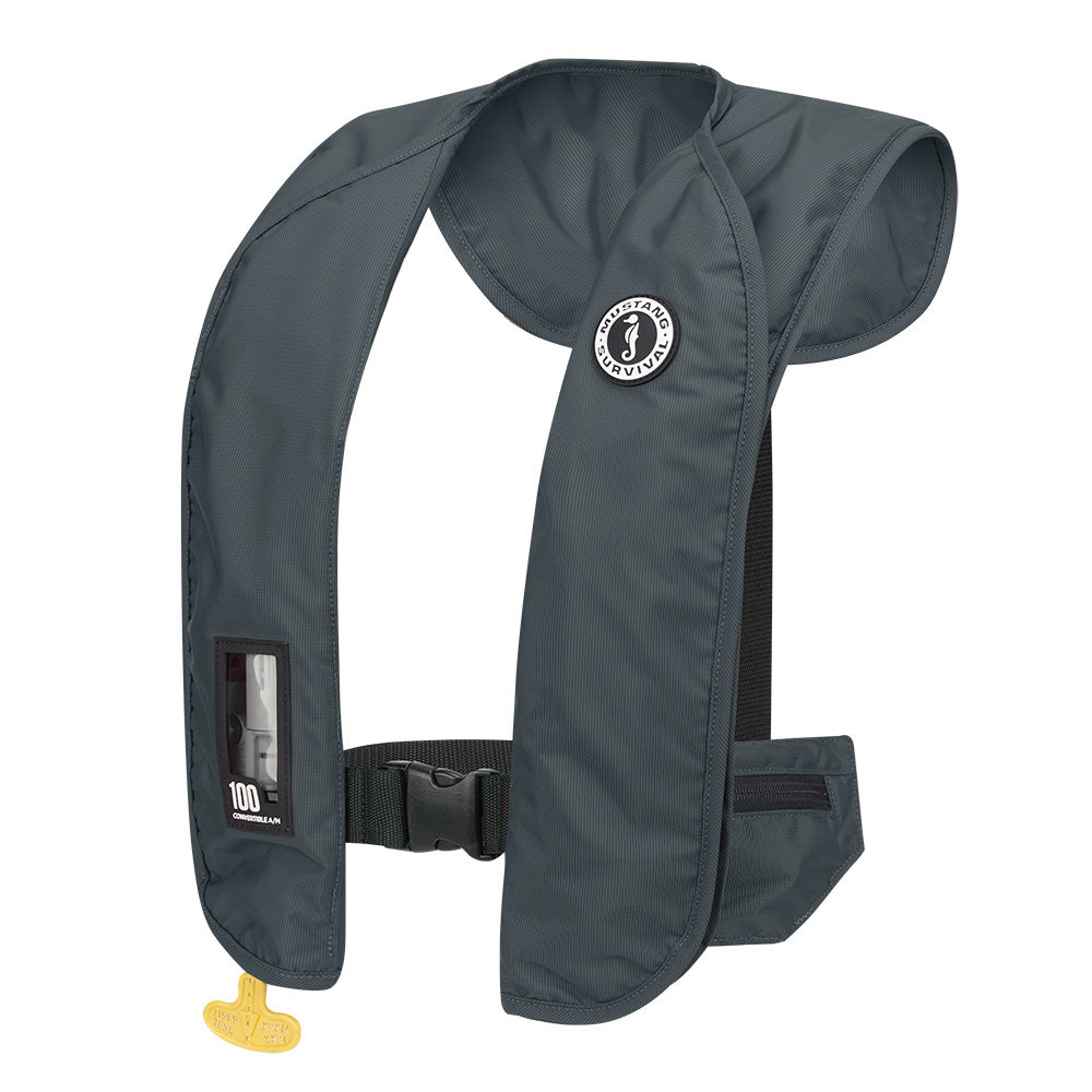 Mustang MIT 100 Convertible Inflatable PFD - Admiral Grey - Deckhand Marine Supply