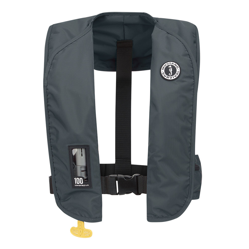 Mustang MIT 100 Convertible Inflatable PFD - Admiral Grey - Deckhand Marine Supply
