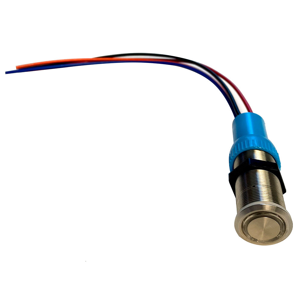 Bluewater 19mm Push Button Switch - Nav/Anc Contact - Blue/Green/Red LED - 1' Lead