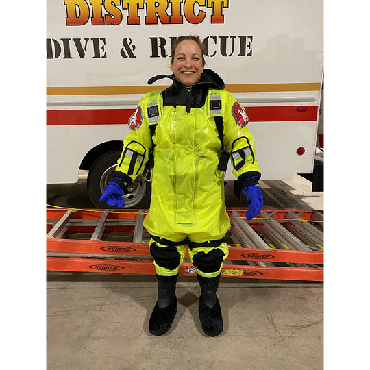 First Watch RS-1005 Ice Rescue Suit - Hi-Vis Yellow - S/M (Built to Fit 46-58) - Deckhand Marine Supply