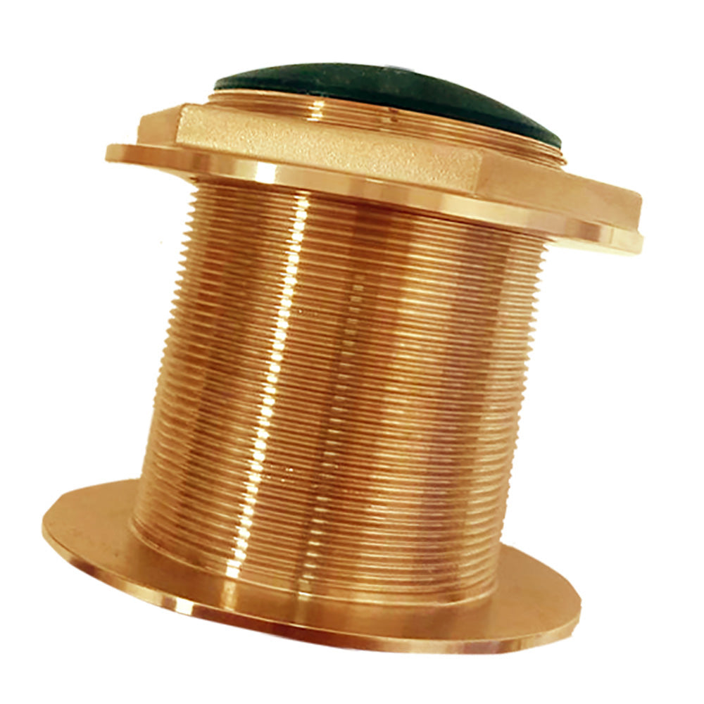 Echonautics Bronze Low-Profile Thru-Hull Medium-Frequency CHIRP Transducer - 1kW, 18 Tilt, 85-135kHz - Deckhand Marine Supply