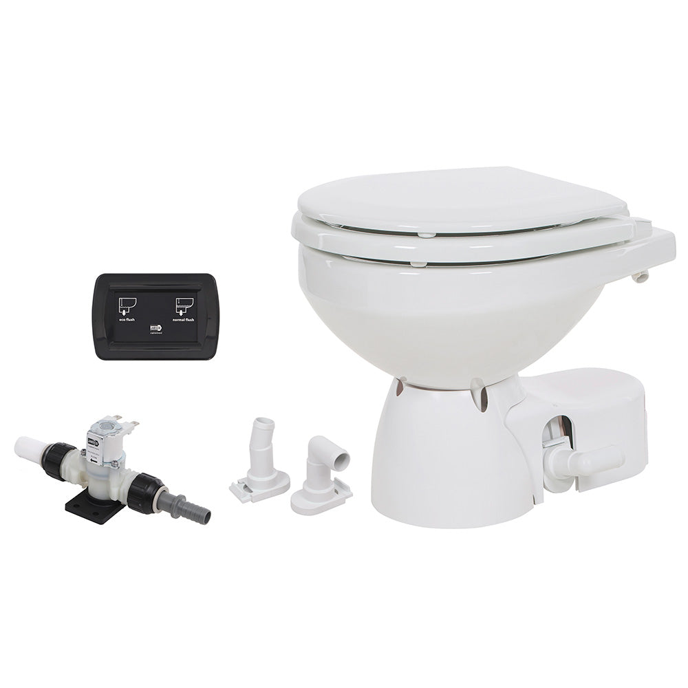 Jabsco Quiet Flush E2 Fresh Water Toilet Compact Bowl - 24V - Soft Close Lid - Deckhand Marine Supply