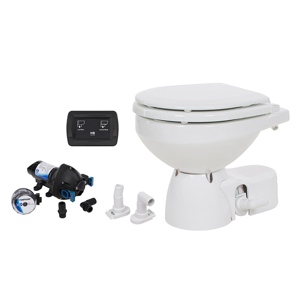 Jabsco Quiet Flush E2 Raw Water Toilet Compact Bowl - 12V - Soft Close Lid - Deckhand Marine Supply