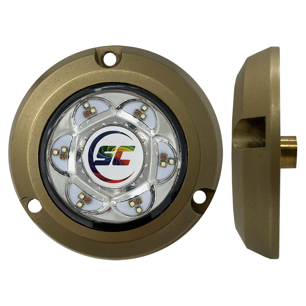 Shadow-Caster SC2 Series Bronze Surface Mount Underwater Light - Full-Color - Deckhand Marine Supply