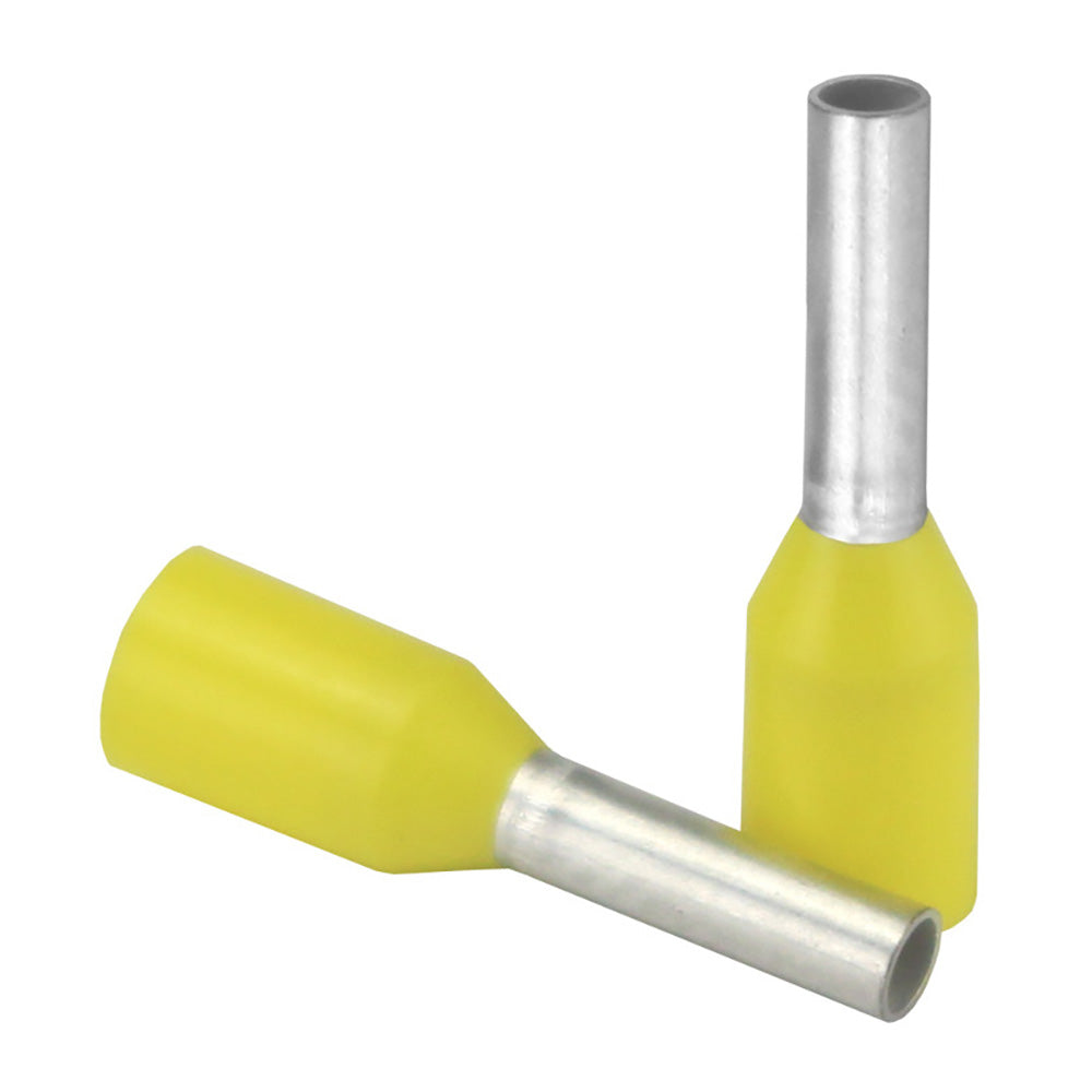 Pacer Yellow 18 AWG Wire Ferrule - 6mm Length - 25 Pack - Deckhand Marine Supply