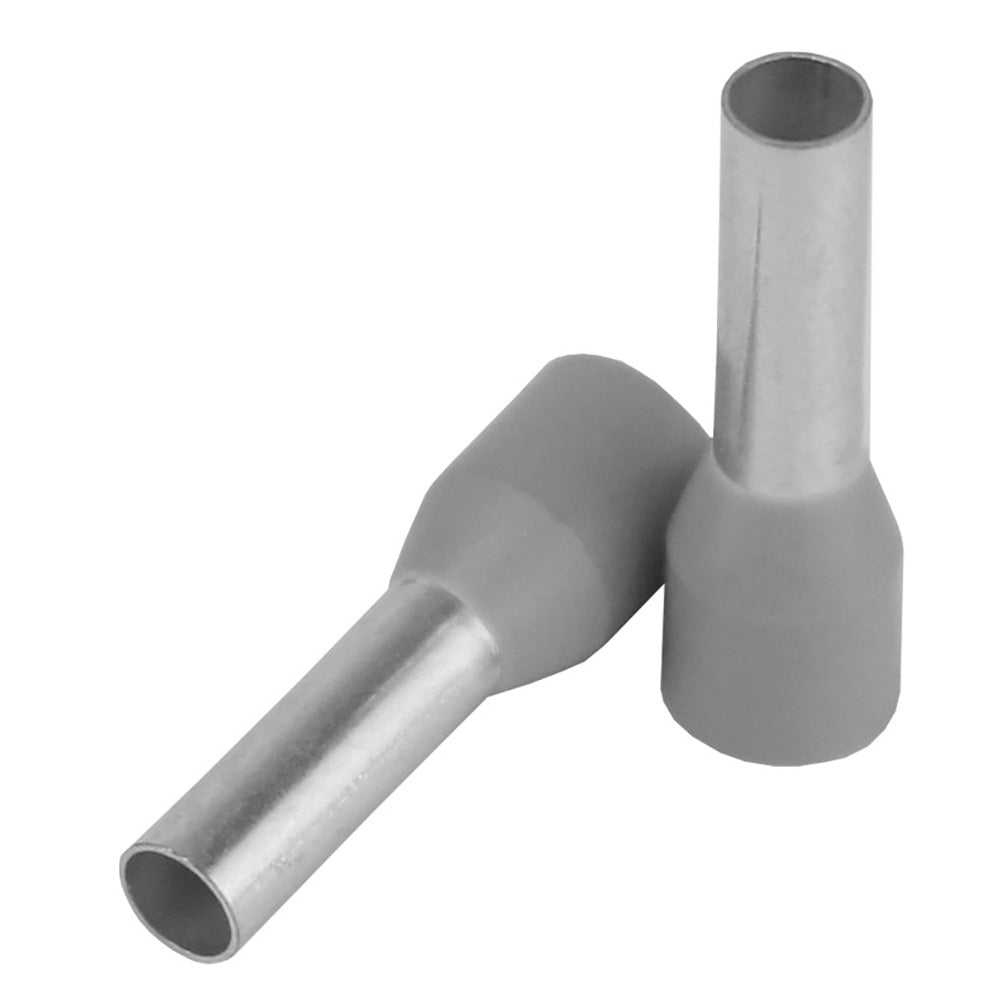 Pacer Grey 12 AWG Wire Ferrule - 10mm Length - 25 Pack - Deckhand Marine Supply