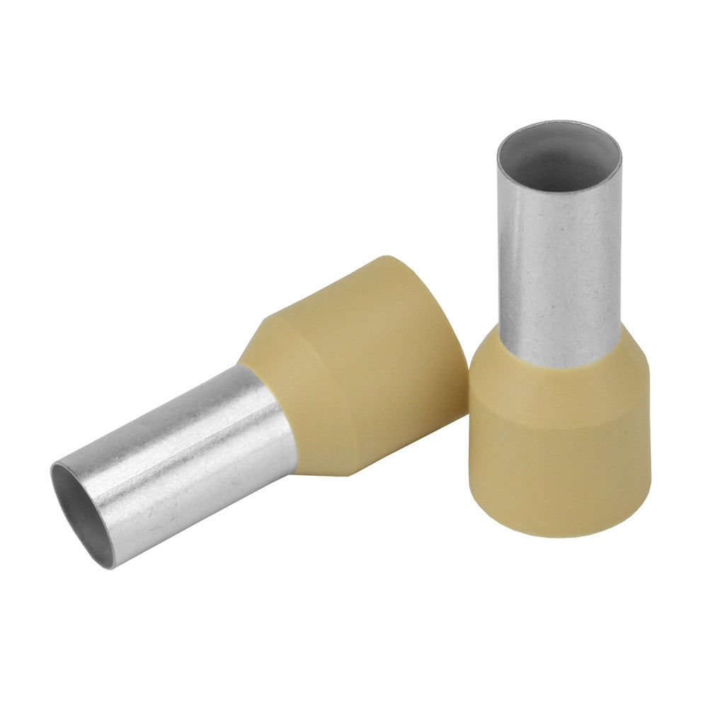 Pacer Beige 2 AWG Wire Ferrule - 16mm Length - 10 Pack - Deckhand Marine Supply