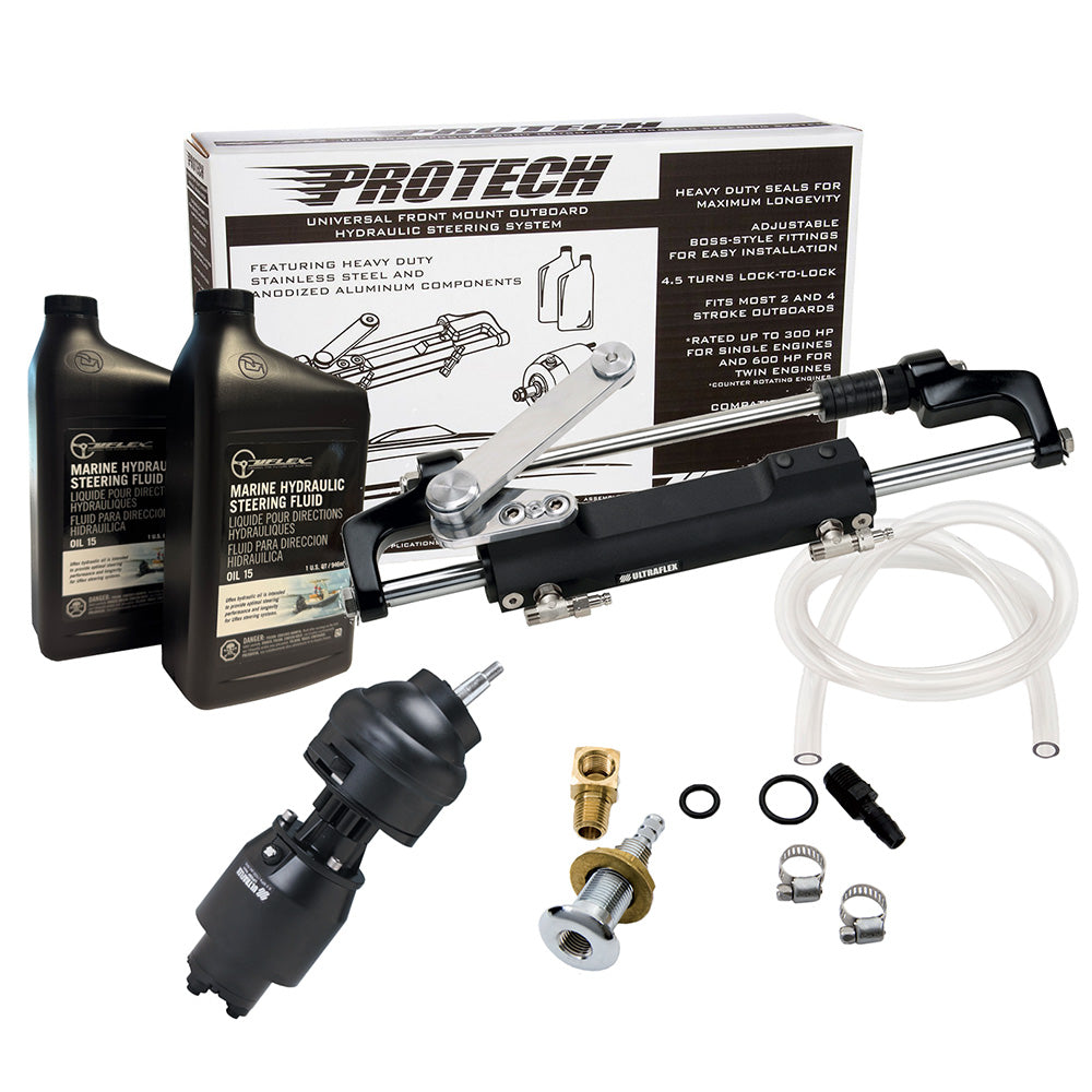 Uflex PROTECH 2.1 Front Mount Tilt OB Hydraulic System - Includes UP28T Helm Pump, Oil, UC128TS-2 Cylinder,  X52 Tilt - No Hoses - Deckhand Marine Supply