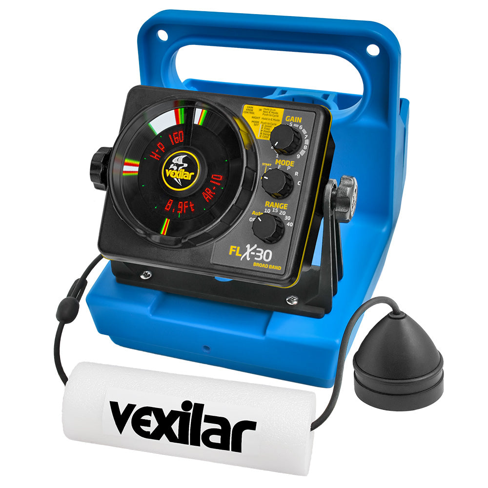 Vexilar FLX-30 Genz Pack w/Broad Band Ice Ducer  Vexilar Lithium Battery - Deckhand Marine Supply