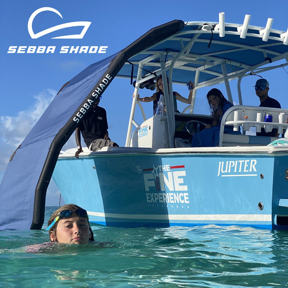 Sebba Shade 8 x 12 ft. White Sun Shade f/Boats 26'+ - Deckhand Marine Supply