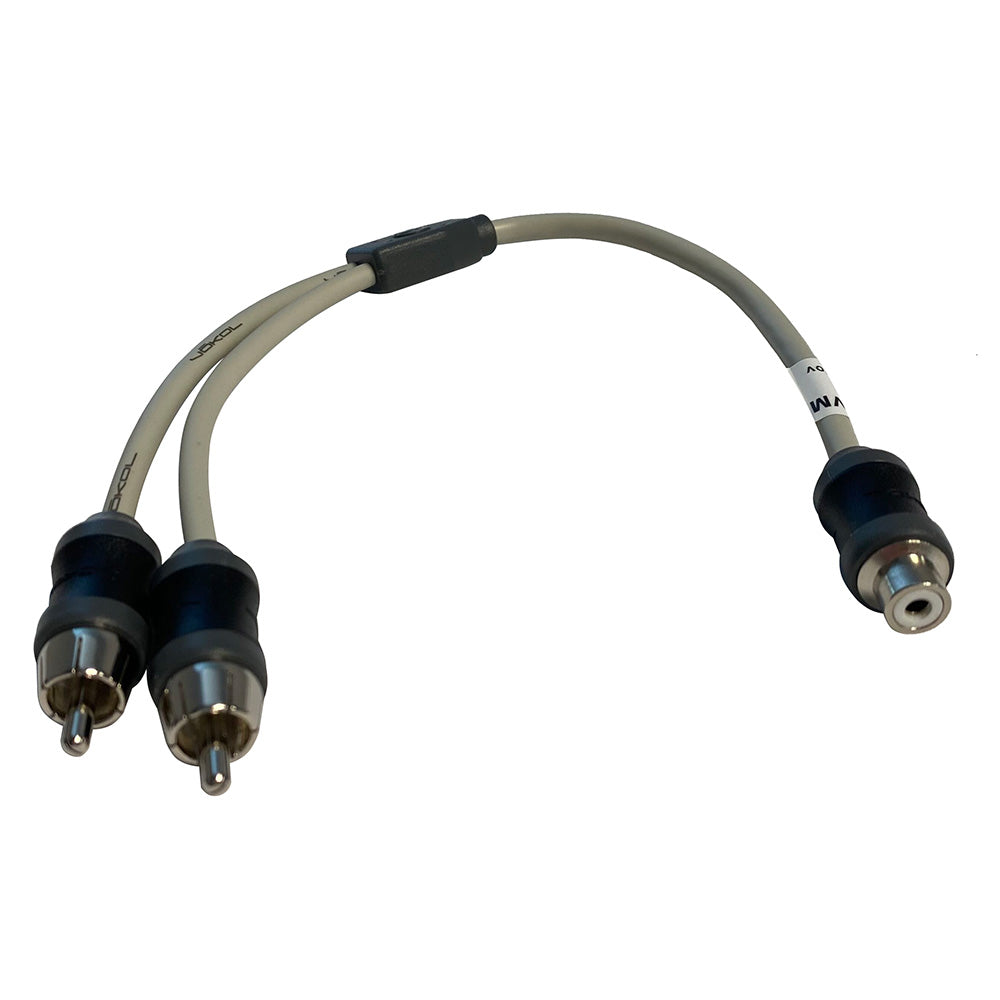 Marine Audio Adapter RCA Twisted Pair Y Adapter - 1 Female to 2 Male - Deckhand Marine Supply