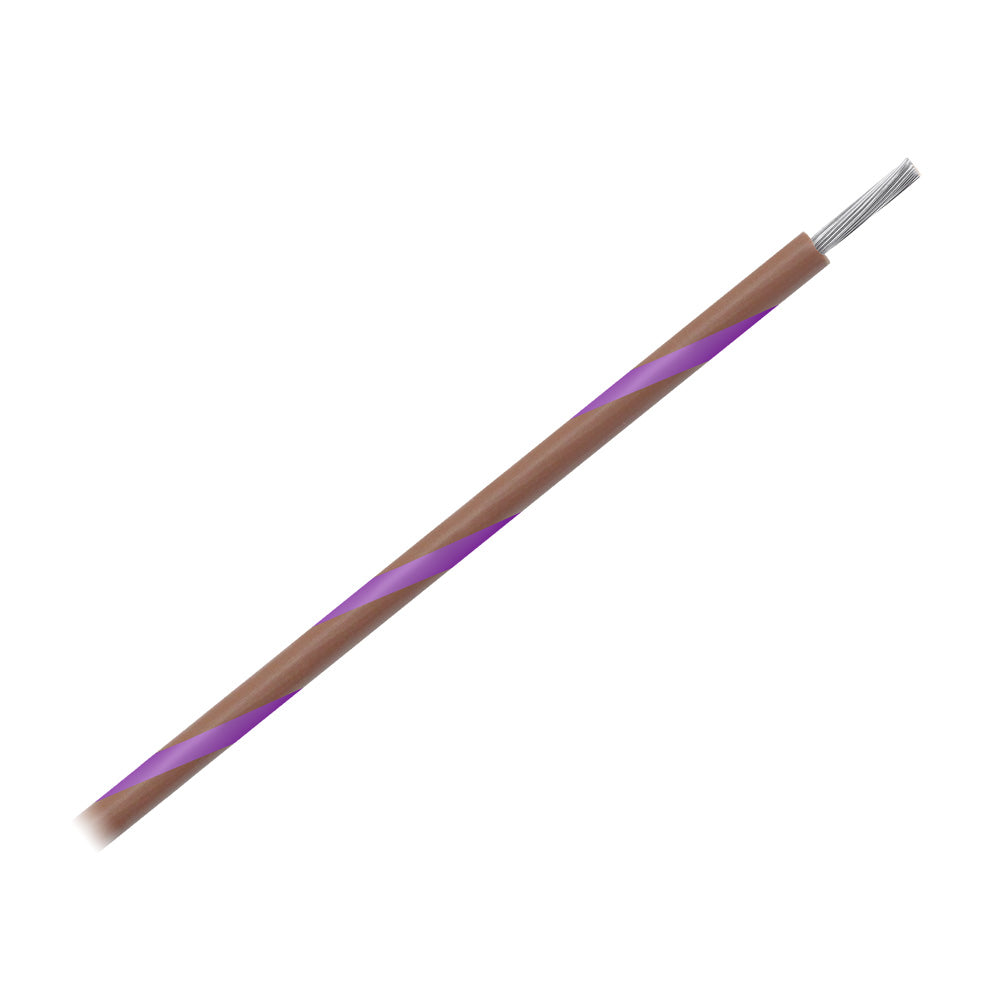 Pacer 16 AWG Gauge Striped Marine Wire 500' Spool - Brown w/Violet Stripe - Deckhand Marine Supply