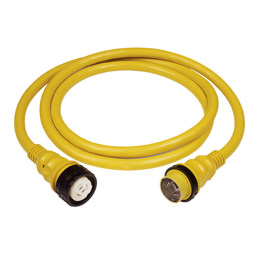 Marinco 50 AMP 125V Shore Power Cable - 75' - Yellow - Deckhand Marine Supply