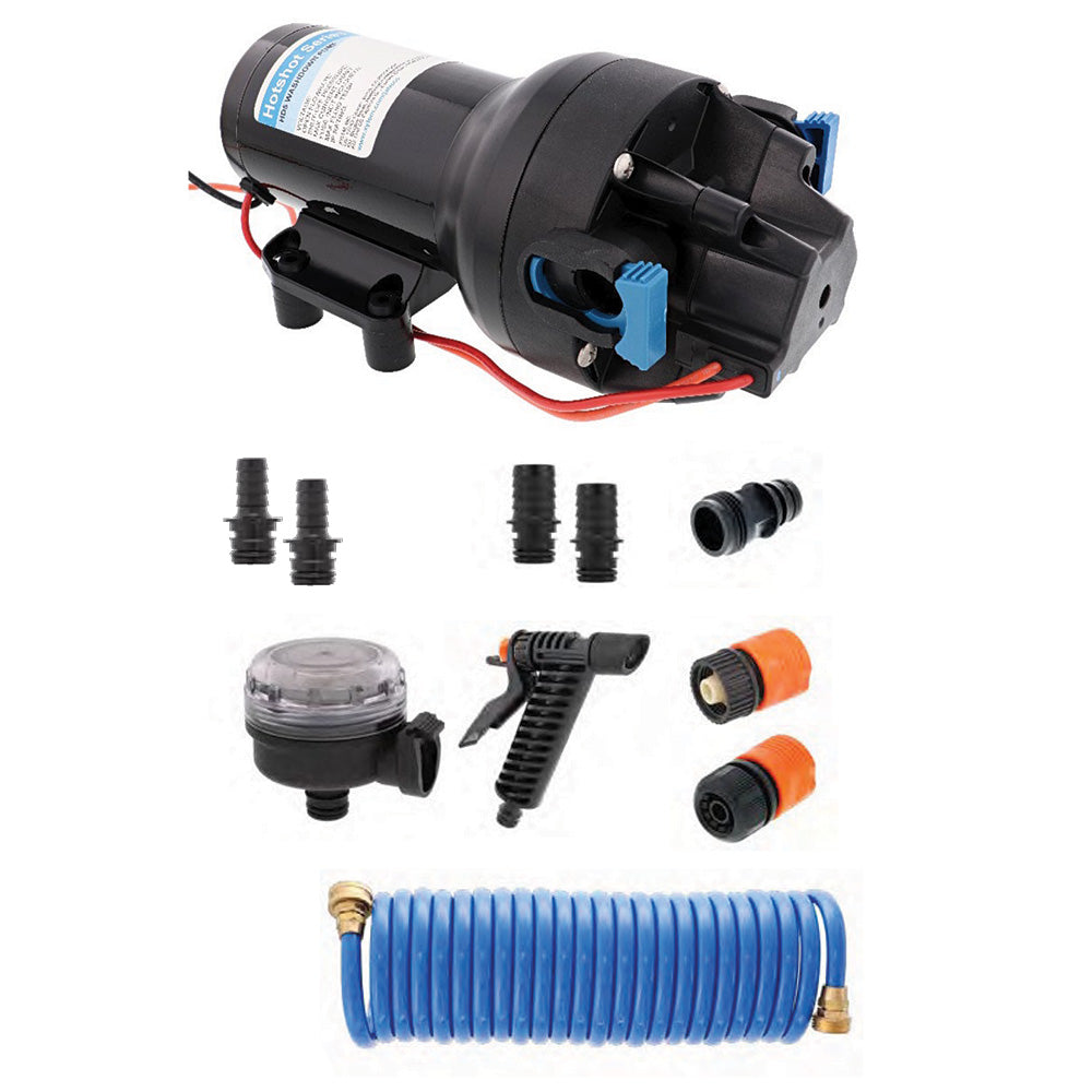 Jabsco HotShot HD5 Heavy Duty Washdown Pump Kit w/25' HoseCoil - 12V - 5GPM - 70PSI - Deckhand Marine Supply
