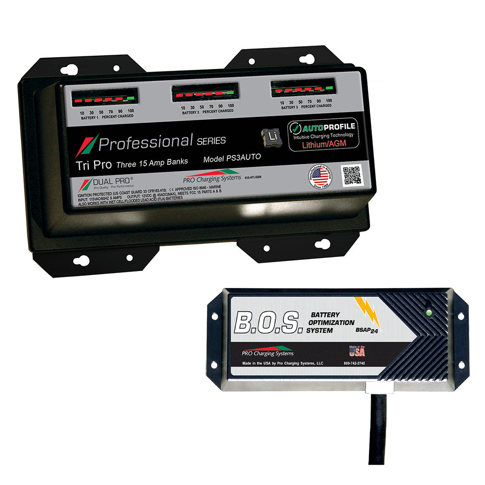 Dual Pro PS3 Auto 3 Bank Battery Charger w/3 Bank B.O.S. - Deckhand Marine Supply