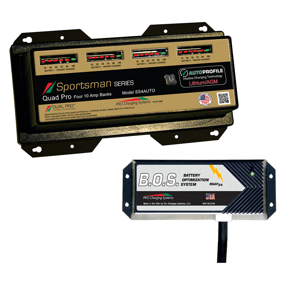 Dual Pro SS4 Auto 4 Bank Battery Charger w/3 Bank B.O.S. - Deckhand Marine Supply