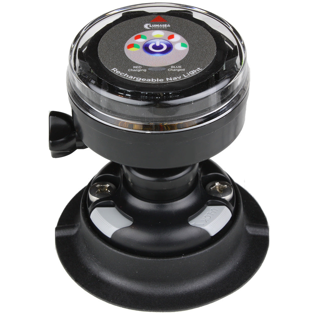Lunasea Rechargeable Tri-Color Portable Navigation Light w/RailBlaza Quikport Mount - Black - Deckhand Marine Supply