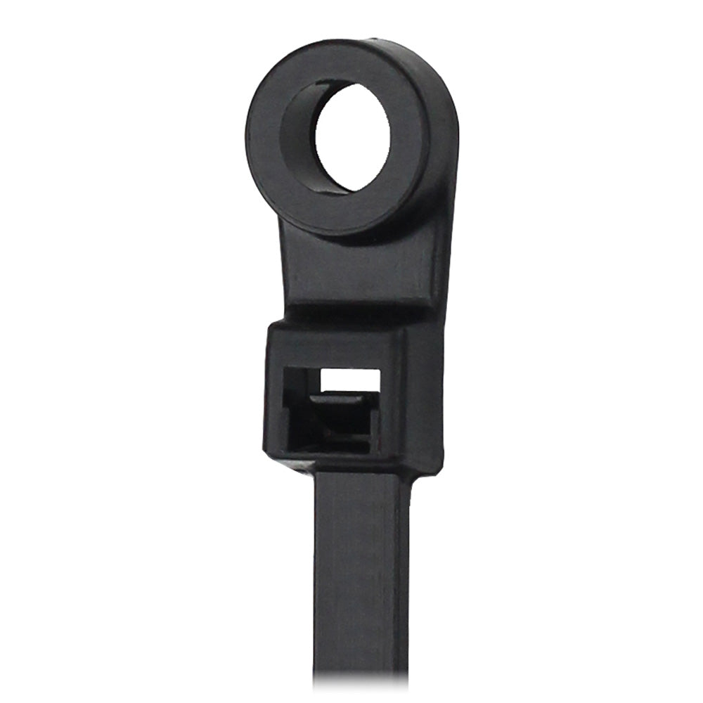 Pacer 8" Cable Tie w/Mounting Ring - Black - 50lb Tensile Strength - 2" Bundle Diameter - 100 Piece Bag - Deckhand Marine Supply