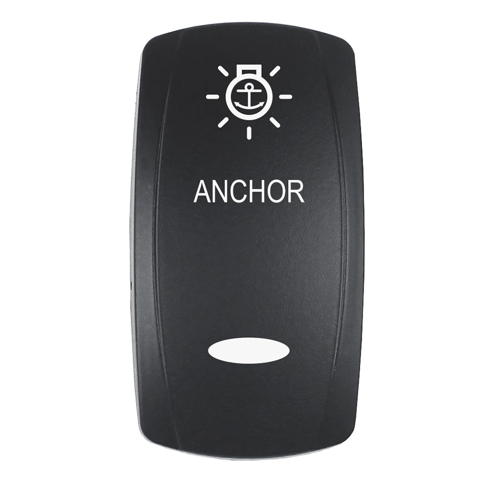 Pacer Actuator - 'ANCHOR' f/V Series Contura Switches - Black - Laser Etched (Top/Bottom Light) - Deckhand Marine Supply