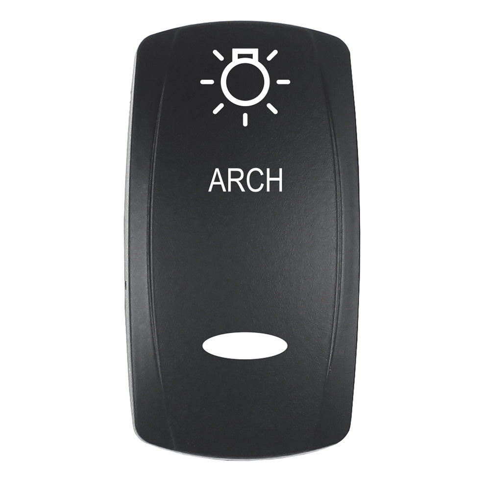 Pacer Actuator - 'ARCH' f/V Series Contura Switches - Black - Laser Etched (Top/Bottom Light) - Deckhand Marine Supply