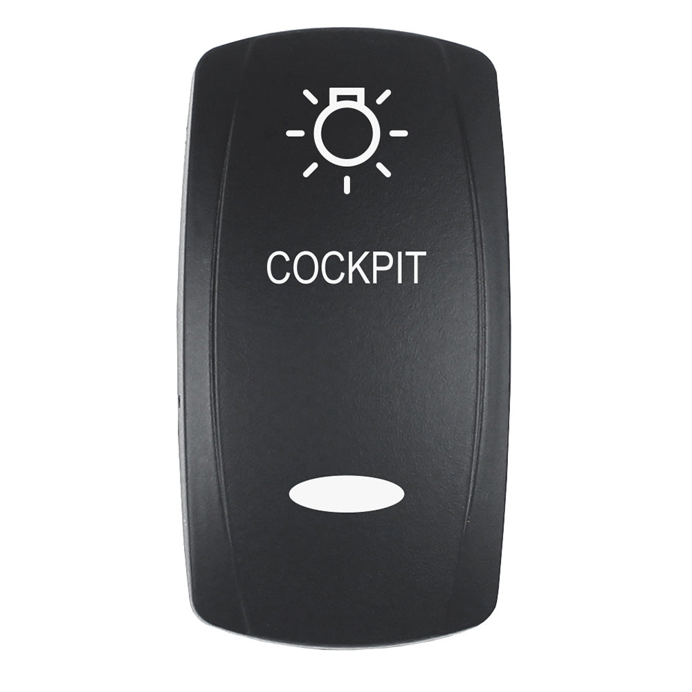 Pacer Actuator - 'COCKPIT' f/V Series Contura Switches - Black - Laser Etched (Top/Bottom Light) - Deckhand Marine Supply