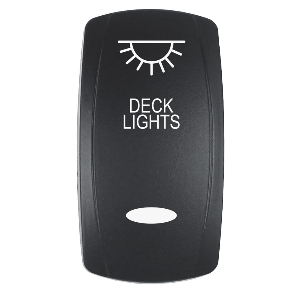 Pacer Actuator - 'DECK LIGHTS' f/V Series Contura Switches - Black - Laser Etched (Top/Bottom Light) - Deckhand Marine Supply