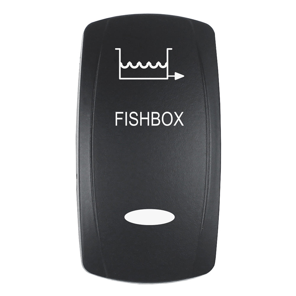 Pacer Actuator - 'FISHBOX' f/V Series Contura Switches - Black - Laser Etched (Top/Bottom Light) - Deckhand Marine Supply