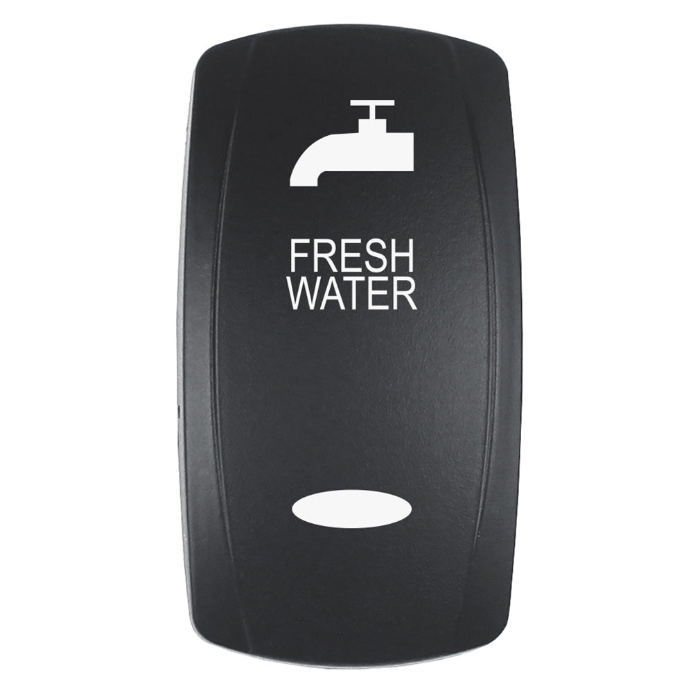 Pacer Actuator - 'FRESH WATER' f/V Series Contura Switches - Black - Laser Etched (Top/Bottom Light) - Deckhand Marine Supply