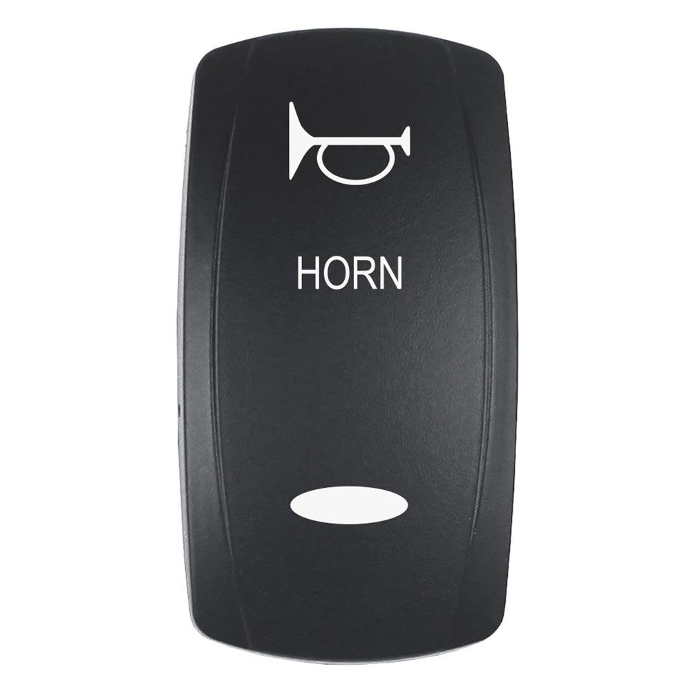 Pacer Actuator - 'HORN' f/V Series Contura Switches - Black - Laser Etched (Top/Bottom Light) - Deckhand Marine Supply