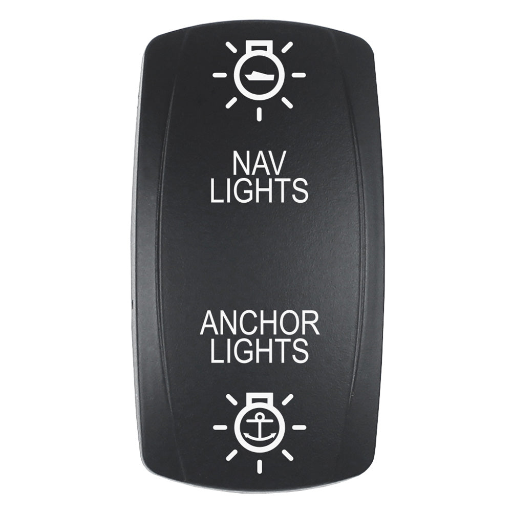 Pacer Actuator - 'NAV/ANC' f/V Series Contura Switches - Black - Laser Etched (Top/Bottom Light) - Deckhand Marine Supply