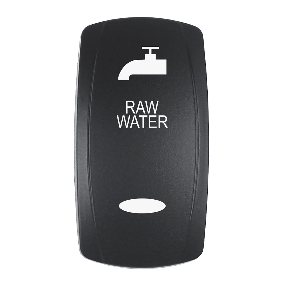 Pacer Actuator - 'RAW WATER' f/V Series Contura Switches - Black - Laser Etched (Top/Bottom Light) - Deckhand Marine Supply