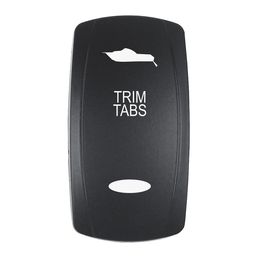 Pacer Actuator - 'TRIM TABS' f/V Series Contura Switches - Black - Laser Etched (Top/Bottom Light) - Deckhand Marine Supply