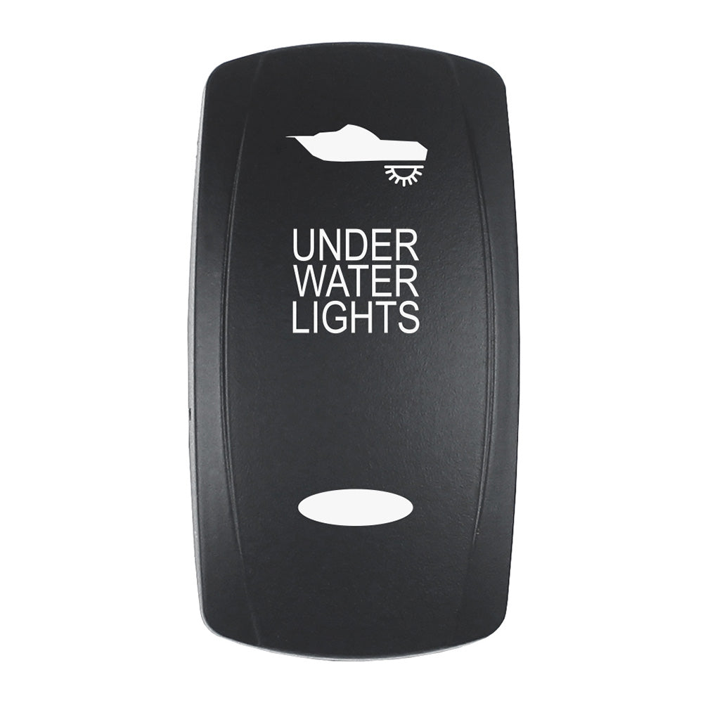 Pacer Actuator - 'UNDER WATER LIGHTS' f/V Series Contura Switches - Black - Laser Etched (Top/Bottom Light) - Deckhand Marine Supply