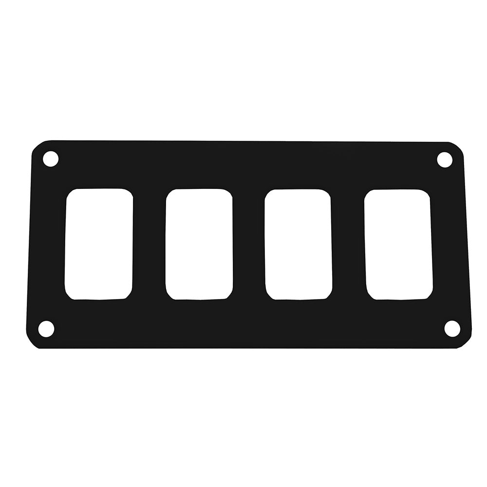 Pacer Switch Panel - 4 Switch  1 Row - 5.5" x 2.75" - Black Powder Coated Aluminum - Deckhand Marine Supply