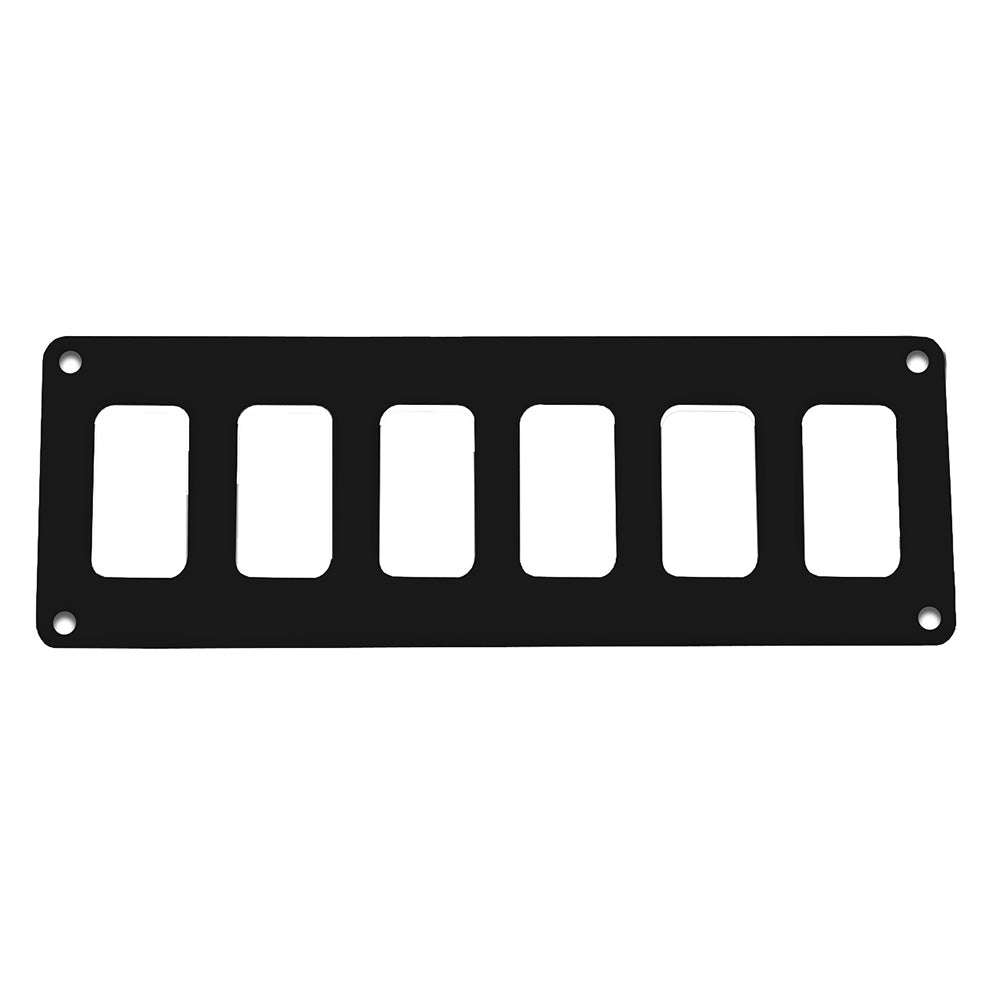 Pacer Switch Panel - 6 Switch  1 Row - 8" x 2.75" - Black Powder Coated Aluminum - Deckhand Marine Supply