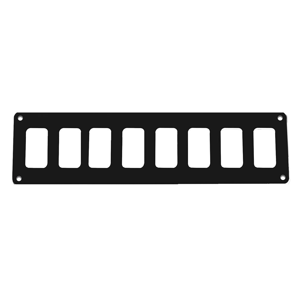 Pacer Switch Panel - 8 Switch  1 Row - 12.5" x 2.75" - Black Powder Coated Aluminum - Deckhand Marine Supply