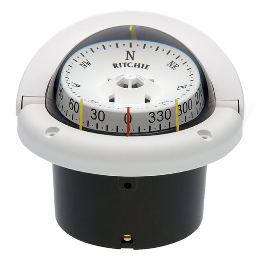 Ritchie HF-743W Helmsman Compass - Flush Mount - White - Deckhand Marine Supply