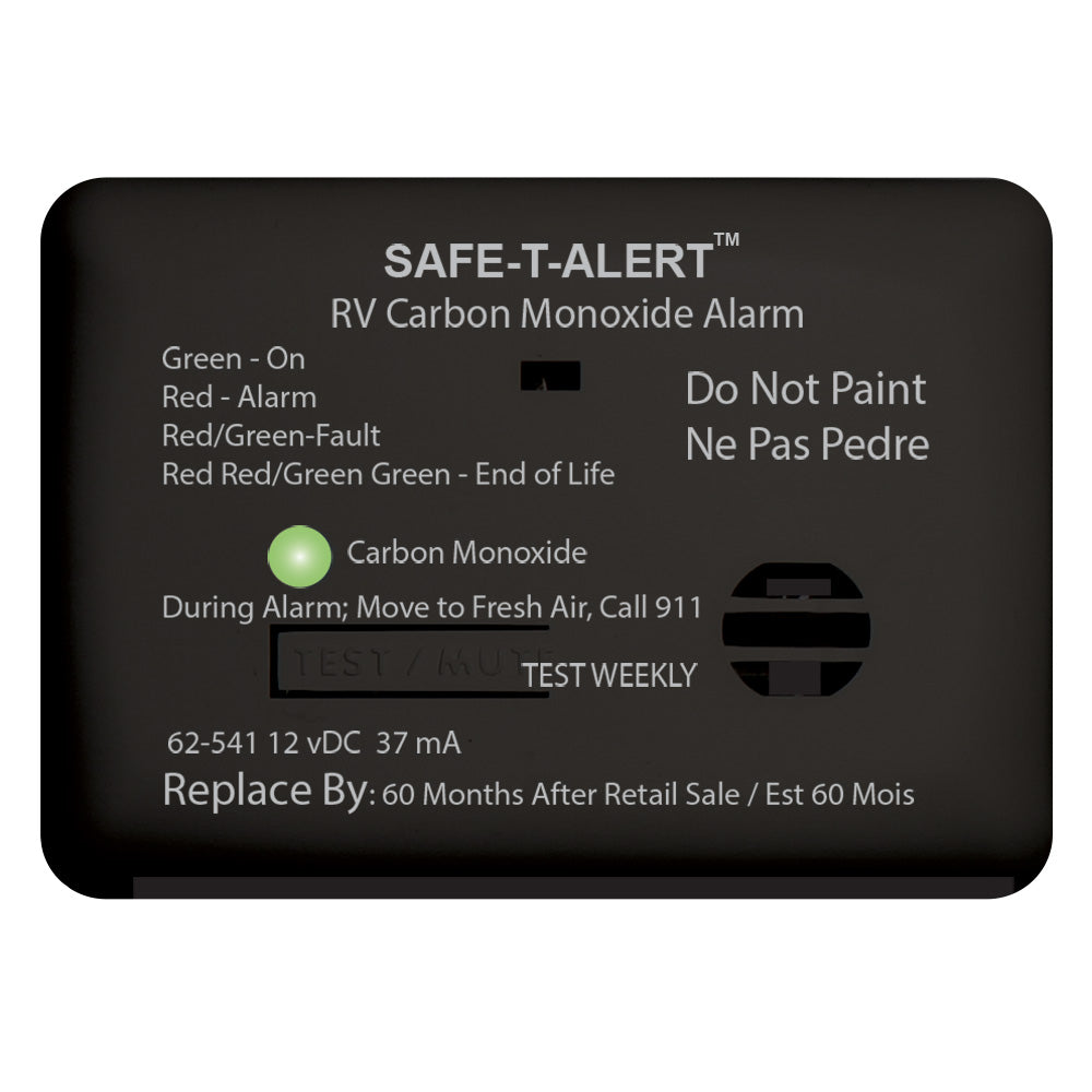 Safe-T-Alert 62 Series Carbon Monoxide Alarm - 12V - RV Surface Mount - Black - Deckhand Marine Supply